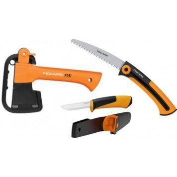 Fiskars XXS X5 1015617 1057912 Подарочный набор (топор + нож + пила) 99-00018389 фото