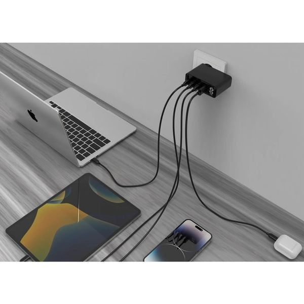 Gembird TA-UC-PDQC100LCD-01-BK PD 100W Зарядний пристрій 99-10028533 фото
