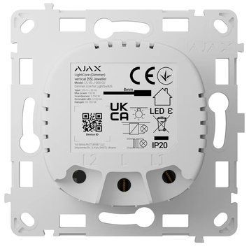 Ajax LightCore (Dimmer) vertical [55] (8EU) ASP white Бездротовий розумний сенсорний димерний вимикач світла 99-10035531 фото