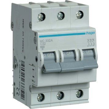 Hager In=32 А, 3п, С, 6 kA, 3м MC332A Автоматичний вимикач 99-00010967 фото