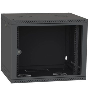 IPCOM 9U 600x450 Шкаф телекоммуникационный двери стекло (черный) 99-00017725 фото