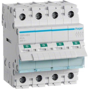 Hager SBN480 Выключатель нагрузки 4-полюсный 80А/400В 99-00020790 фото